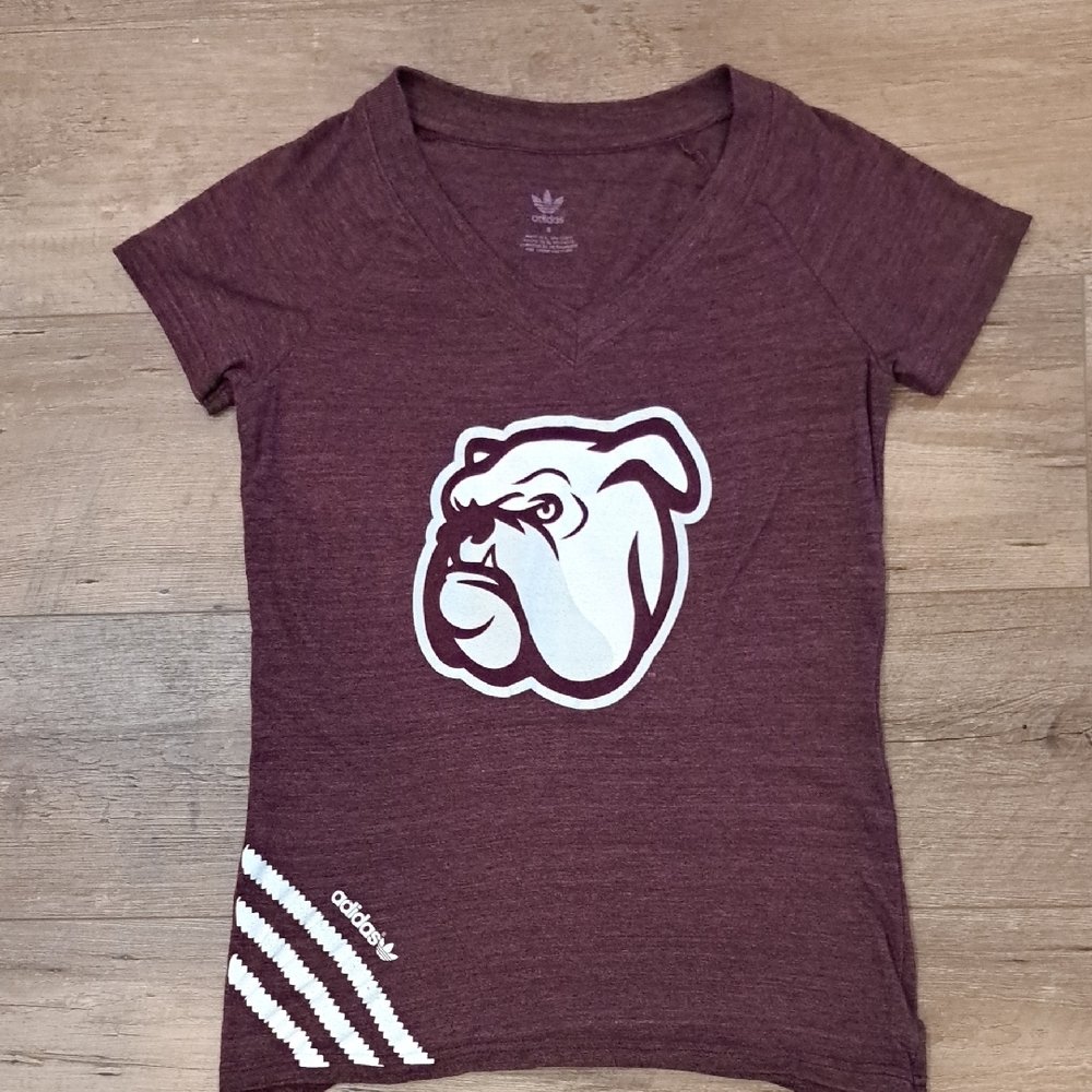 Adidas Burgundy Mississippi State University Bulldogs Graphic Tee